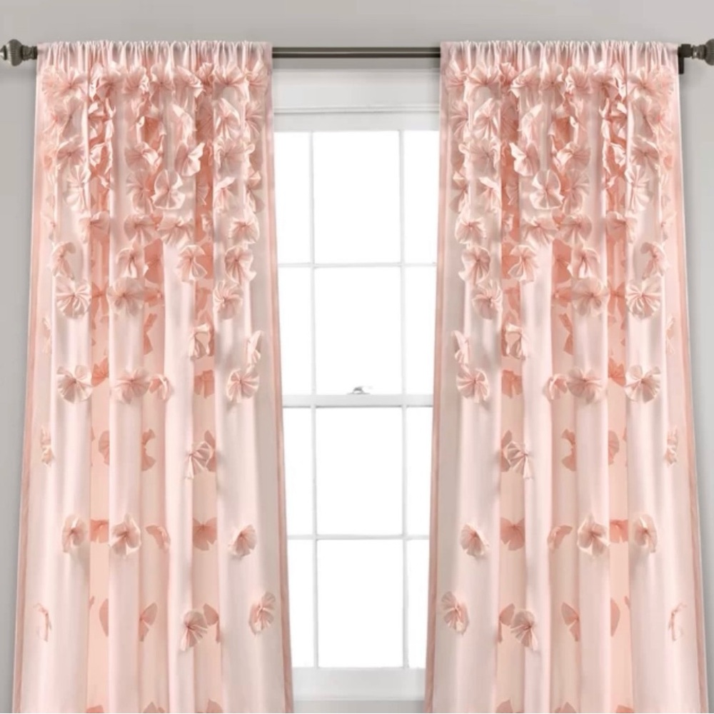 Beautiful girly curtains and shower curtain
